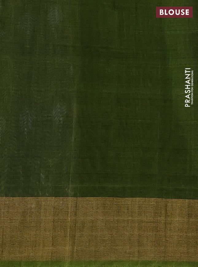 Ikat silk cotton saree blue and light green with allover ikat weaves and zari woven border