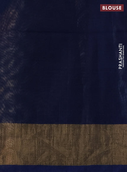 Ikat silk cotton saree beige and cs blue with allover ikat weaves and zari woven border