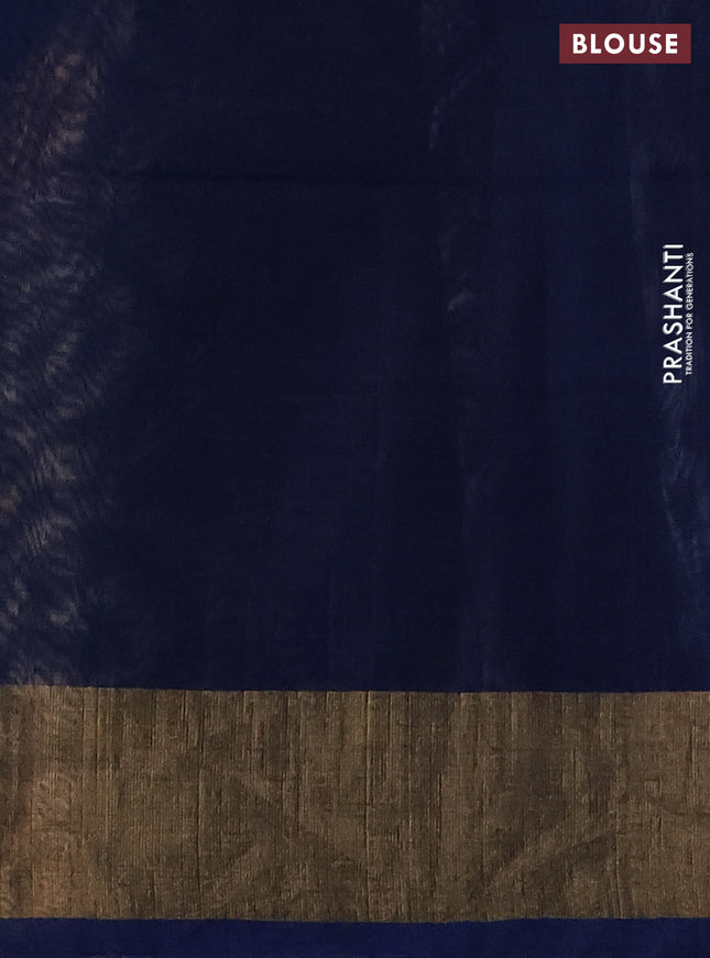 Ikat silk cotton saree beige and cs blue with allover ikat weaves and zari woven border