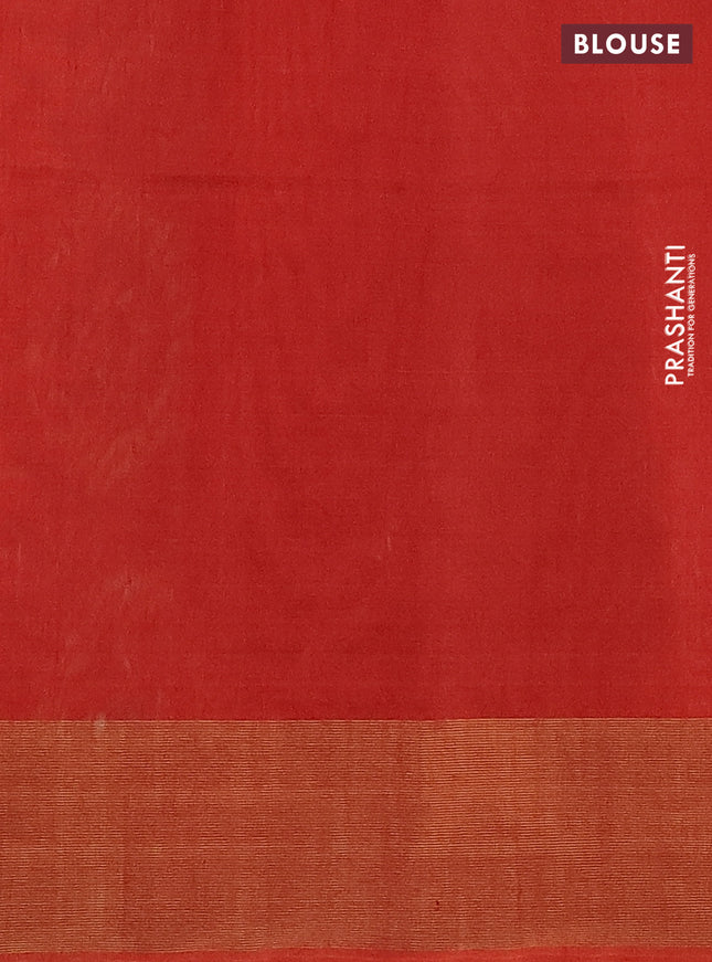 Ikat silk cotton saree green and orange with allover ikat weaves and zari woven border