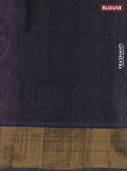 Ikat silk cotton saree violet and grey with allover ikat weaves and zari woven border