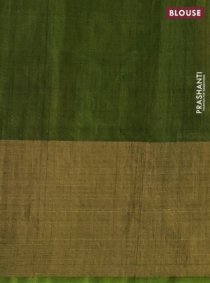 Ikat silk cotton saree deep violet and mehendi green with allover ikat weaves and long ikat woven zari border