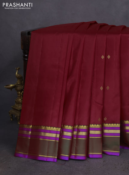 Pure kanchipuram silk saree red and green with zari woven buttas and rettapet zari woven border