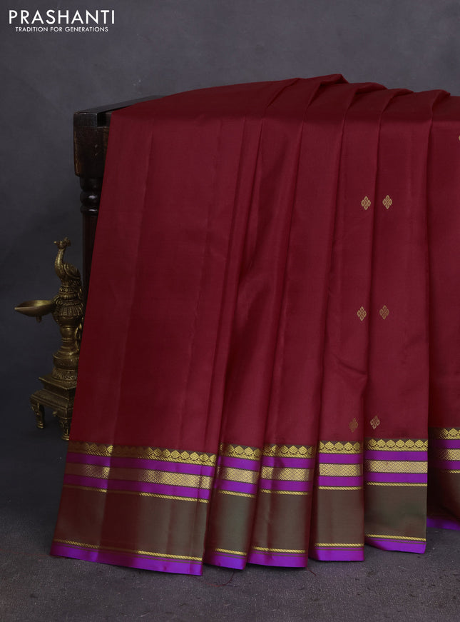 Pure kanchipuram silk saree red and green with zari woven buttas and rettapet zari woven border