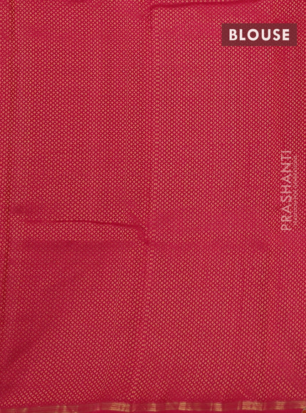 Pure kanchipuram silk saree beige and pink with plain body and small zari woven border