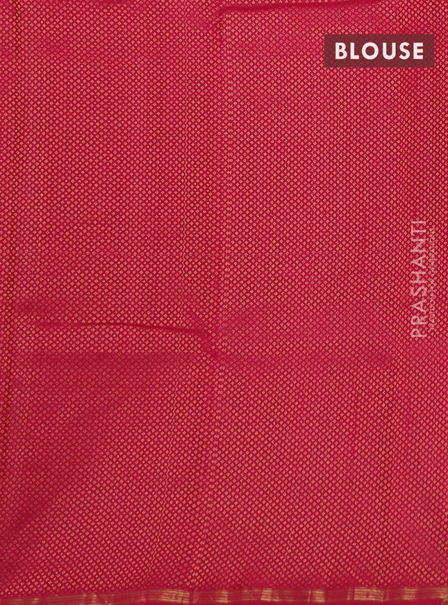Pure kanchipuram silk saree beige and pink with plain body and small zari woven border