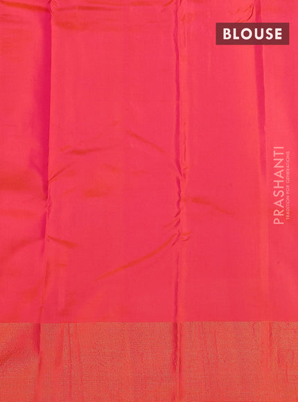 Pure kanchipuram silk saree green and dual shade of orange with zari woven buttas and zari woven border