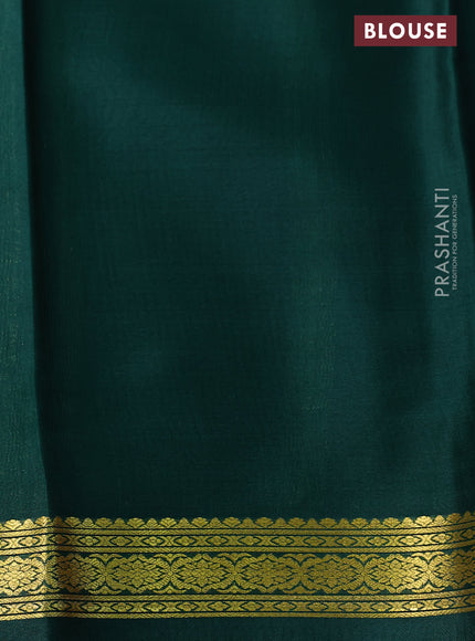 Pure mysore silk saree mauve pink and green with plain body and zari woven border