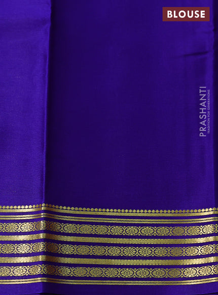 Pure mysore silk saree pink and blue with plain body and zari woven border
