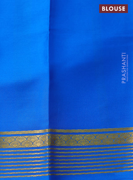 Pure mysore silk saree pink and cs blue with plain body and zari woven border