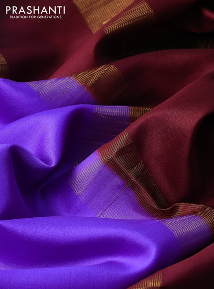 Pure mysore silk saree violet and deep maroon with plain body and rettapet zari woven border