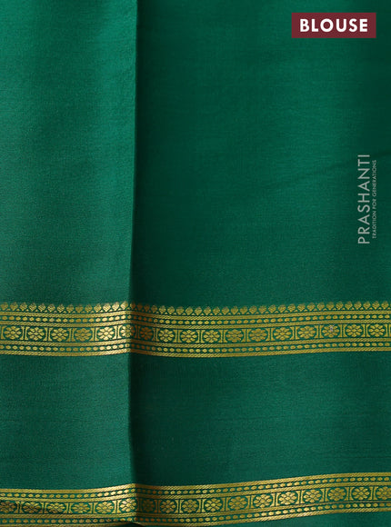 Pure mysore silk saree orange and green with plain body and rettapet zari woven border