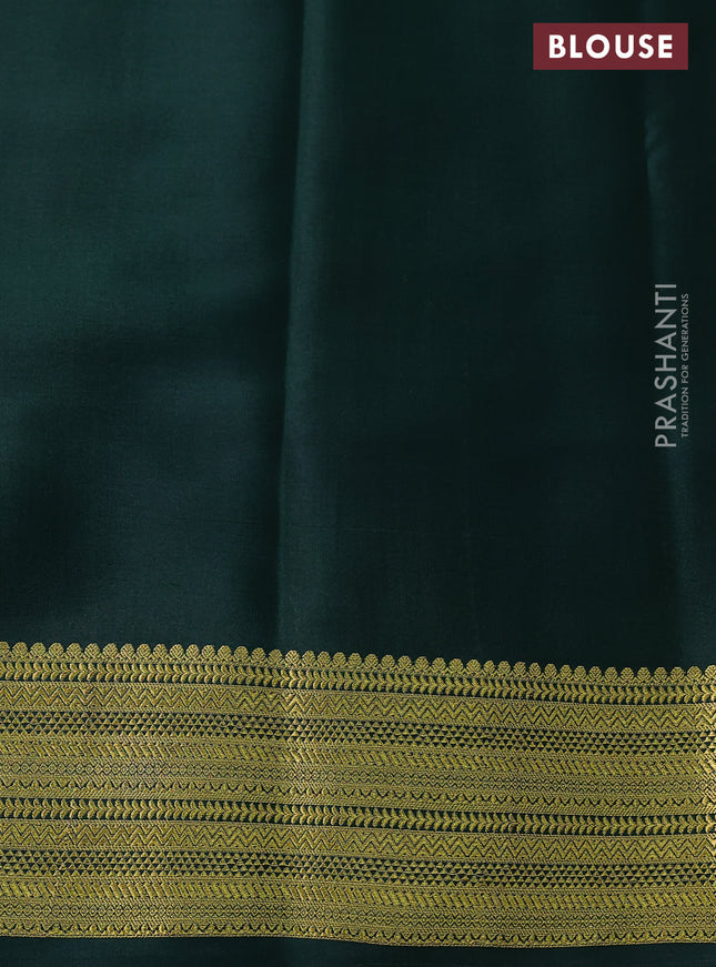 Pure mysore silk saree red and green with plain body and zari woven border