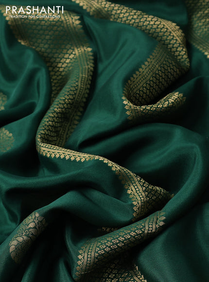 Pure mysore silk saree dark green with zari woven buttas and zari woven border