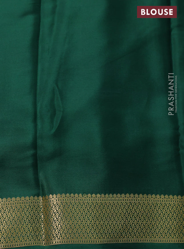 Pure mysore silk saree dark green with zari woven buttas and zari woven border