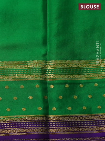 Pure mysore silk saree maroon and green violet with zari woven buttas and zari woven border