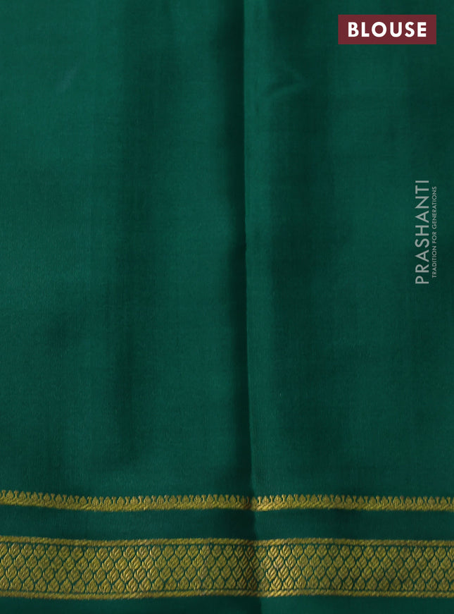 Pure mysore silk saree red and green with allover zari checked pattern and zari woven border