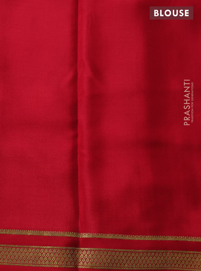 Pure mysore silk saree deep wine and red with allover zari checked pattern and zari woven border