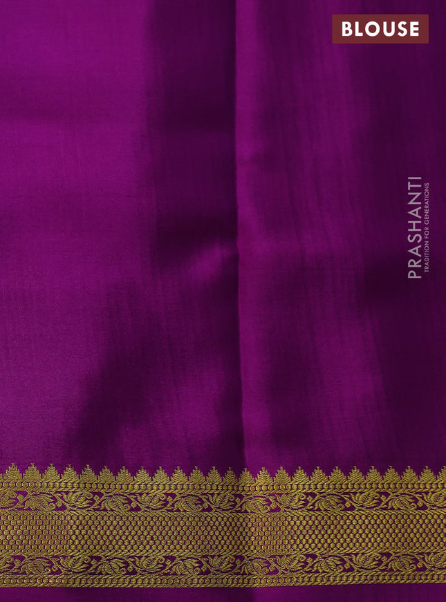 Pure mysore silk saree lavender and purple with allover zari checked pattern and zari woven border