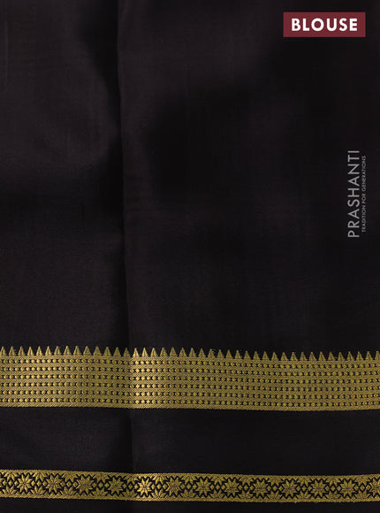 Pure mysore silk saree rustic orange and black with allover zari checked pattern and zari woven border