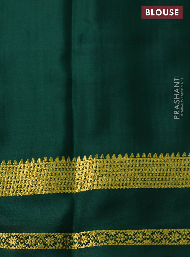 Pure mysore silk saree red and green with allover zari checked pattern and zari woven border