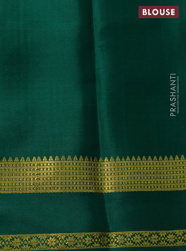 Pure mysore silk saree red and green with allover zari checked pattern and zari woven border