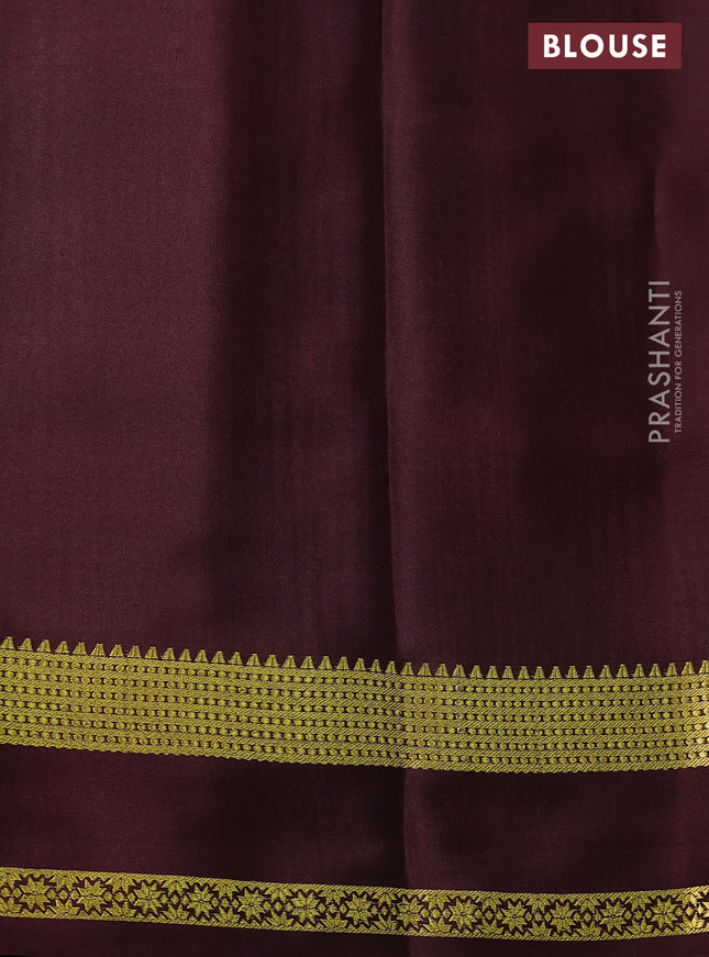 Pure mysore silk saree sandal and brown with allover zari checked pattern and zari woven border