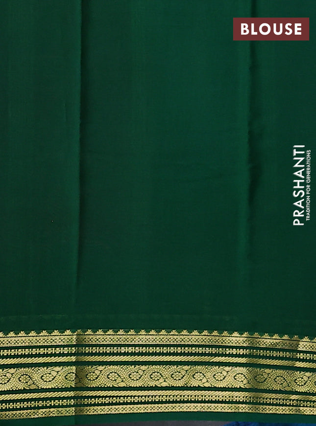 Pure mysore silk saree pink and green with plain body and zari woven border