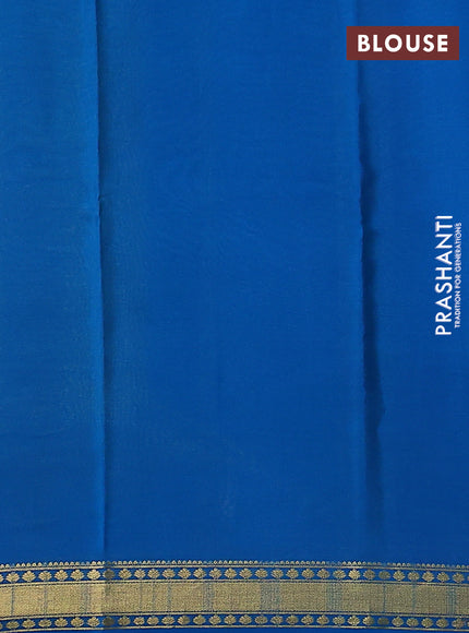 Pure mysore silk saree lime green and cs blue with plain body and zari woven border