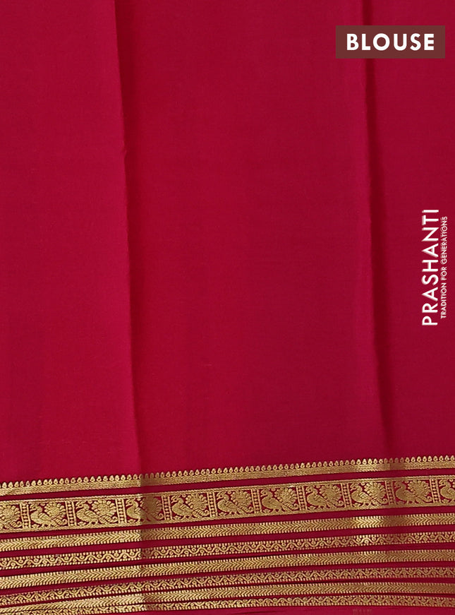 Pure mysore silk saree peach shade and pink with plain body and zari woven border