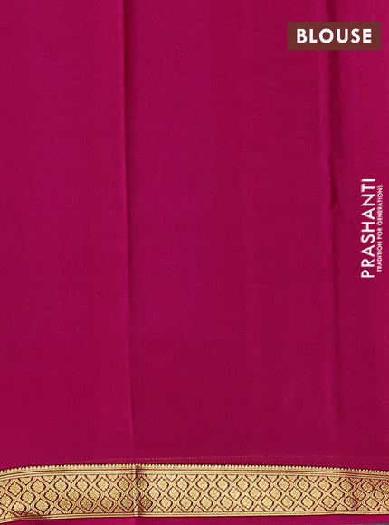 Pure mysore silk saree cs blue and pink with plain body and zari woven border