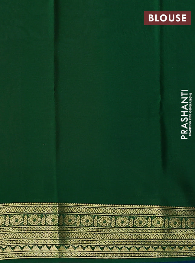 Pure mysore silk saree pink shade and green with plain body and zari woven border