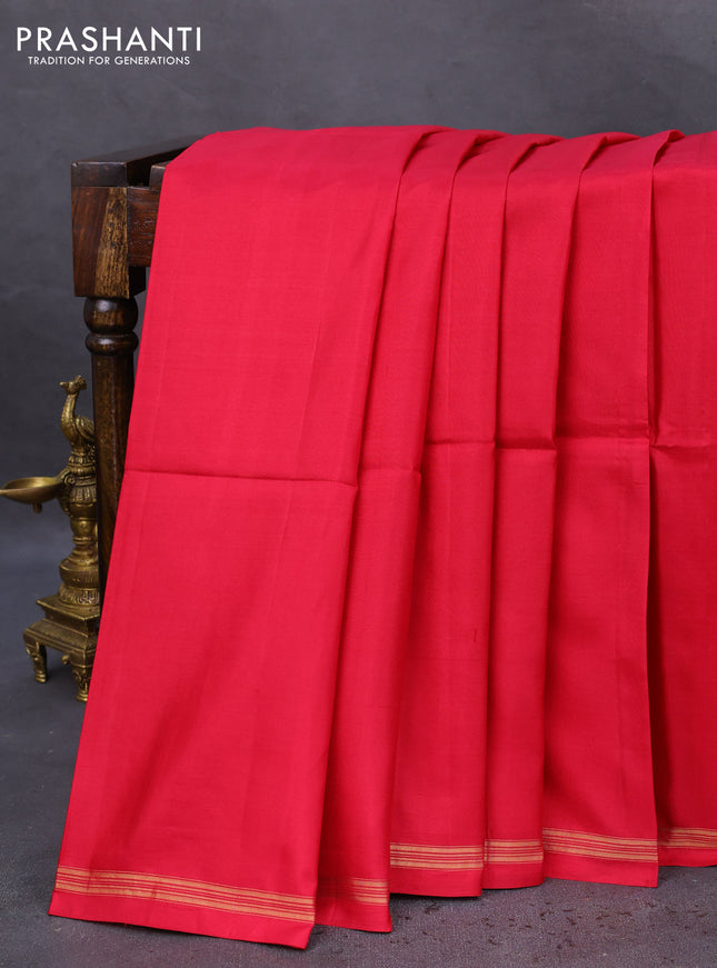 Pure soft silk saree pink and yellow with plain body and hand painted kalamkari printed pallu