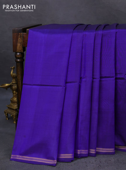 Pure soft silk saree blue and magenta pink with plain body and hand painted kalamkari printed pallu