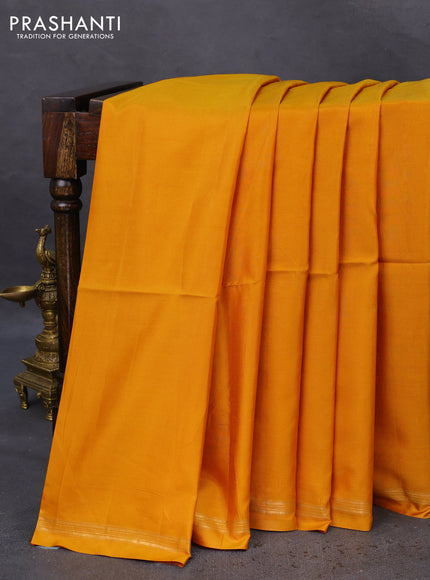 Pure soft silk saree mustard yellow and cs blue with plain body and hand painted kalamkari printed pallu