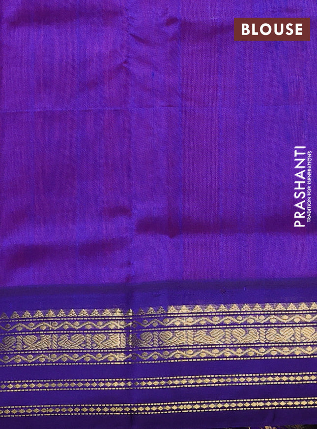 Silk cotton saree candy pink and blue with zari woven peacock buttas and zari woven korvai border