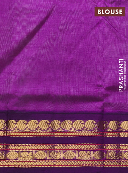 Silk cotton saree baby pink and purple with plain body and zari woven korvai border