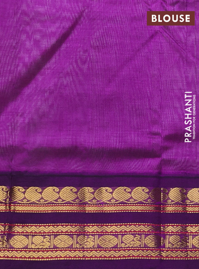 Silk cotton saree baby pink and purple with plain body and zari woven korvai border