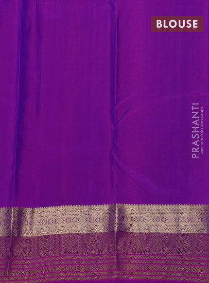 Pure kanchipuram silk saree dual shade of blue and purple with zari woven buttas and rich zari woven border
