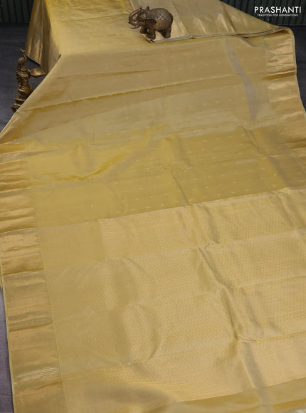 Pure kanchipuram silk saree sandal with allover zari woven temple buttas and rich zari woven border