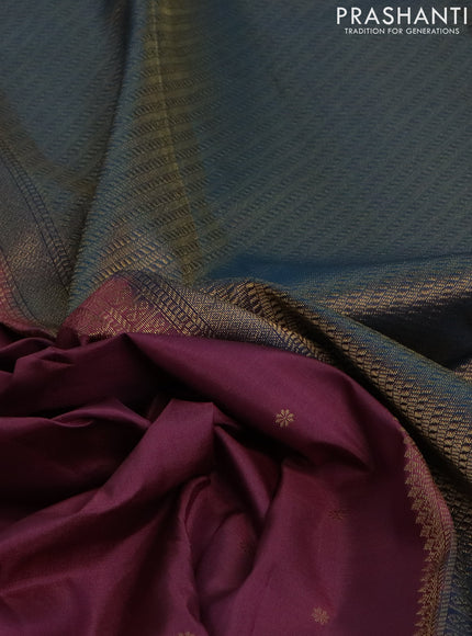 Pure kanchipuram silk saree mauve pink and dual shade of peacock blue with zari woven buttas and rich zari woven border