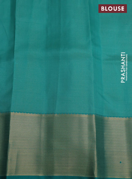 Pure kanchipuram silk saree teal green shade and teal green with allover zari weaves & buttas and zari woven border