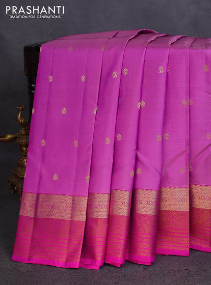 Pure kanchipuram silk saree mild purple and purple with zari woven buttas and thread & zari woven border