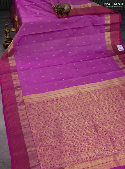 Pure kanchipuram silk saree mild purple and purple with zari woven buttas and thread & zari woven border