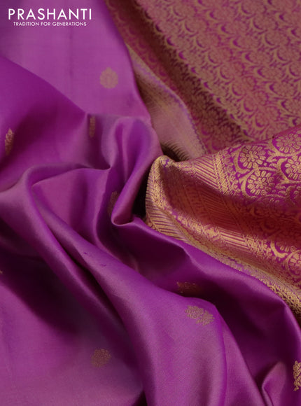 Pure kanchipuram silk saree mild purple and purple with zari woven buttas and thread & zari woven border
