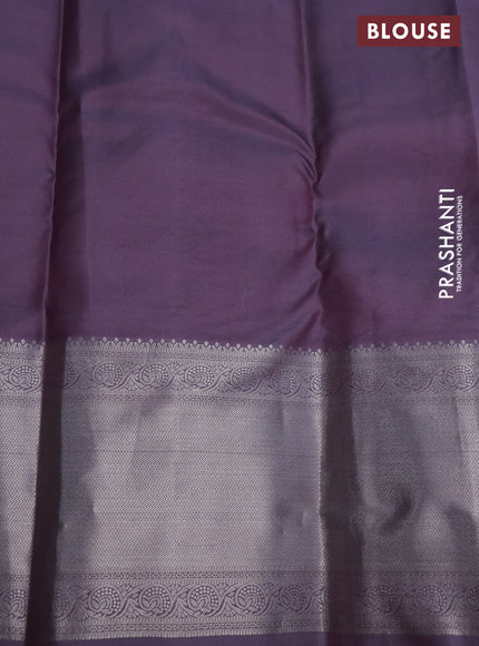 Pure kanchipuram silk saree mauve pink and pastel purple with self emboss & silver zari woven buttas and long silver zari woven border