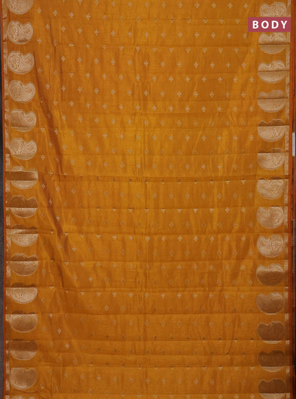 Semi raw silk saree mustard yellow with allover zari woven 1000 buttas and paisley zari woven butta border