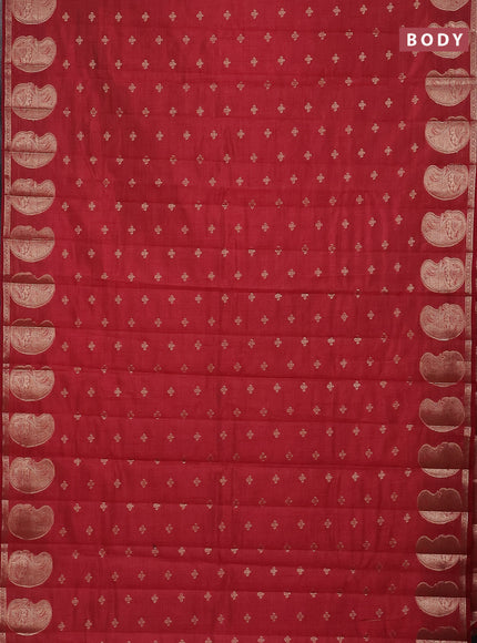 Semi raw silk saree maroon with allover zari woven 1000 buttas and paisley zari woven butta border