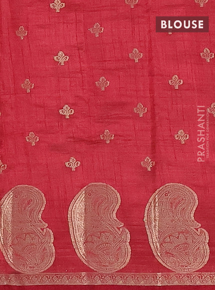 Semi raw silk saree maroon with allover zari woven 1000 buttas and paisley zari woven butta border