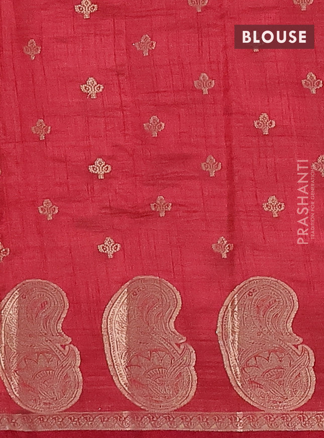 Semi raw silk saree maroon with allover zari woven 1000 buttas and paisley zari woven butta border